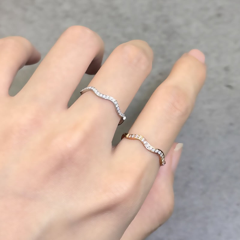 Stainless Steel Wave CZ Ring
