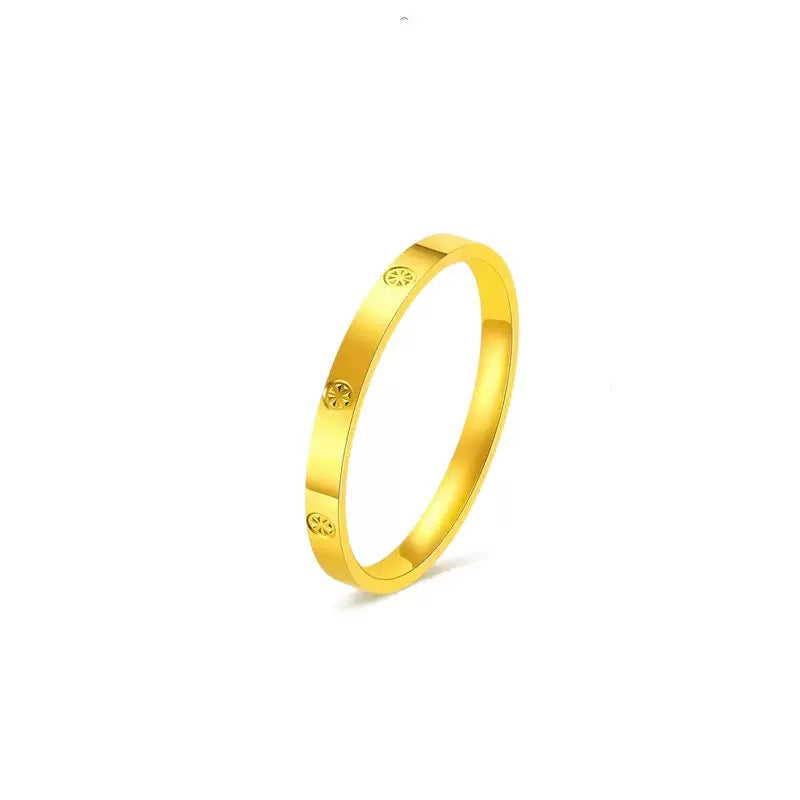 Floral Engraved Ring – Stainless Steel