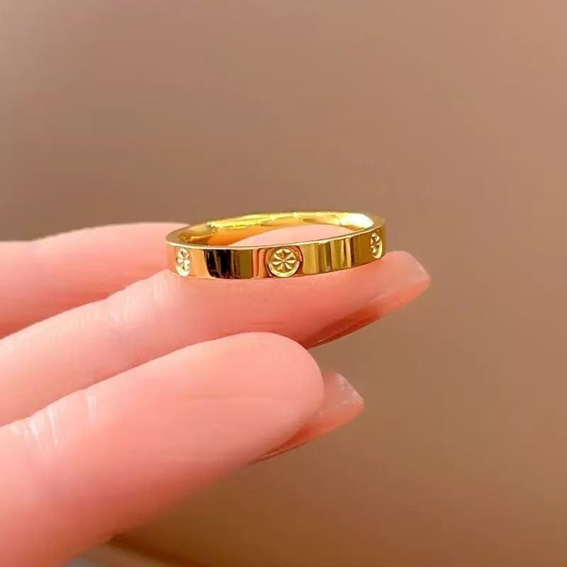 Floral Engraved Ring – Stainless Steel