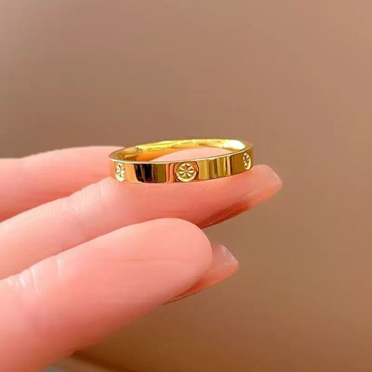 Floral Engraved Ring – Stainless Steel