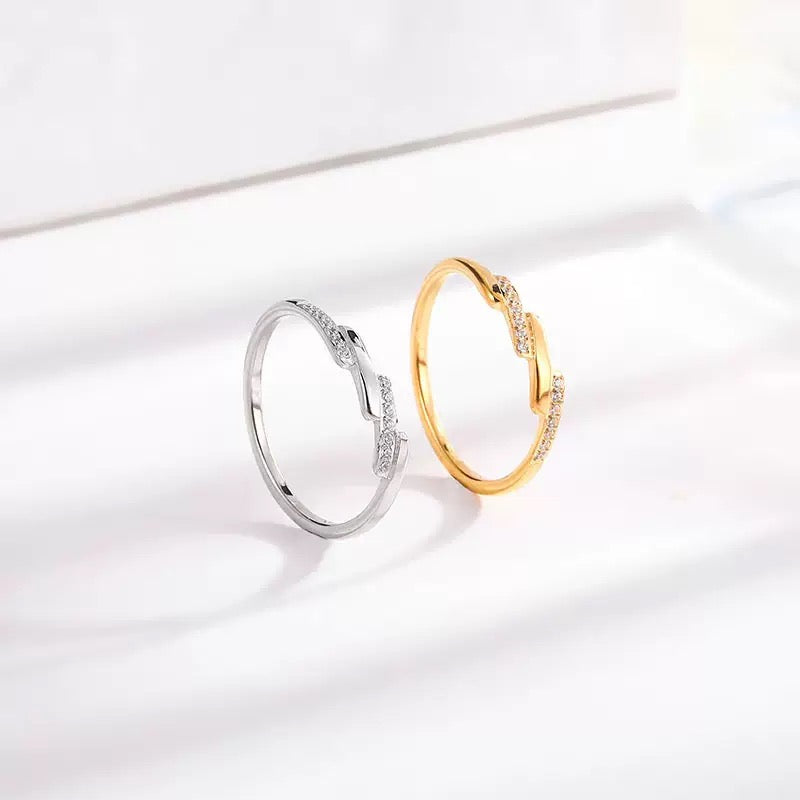 Stainless Steel Wave CZ Ring