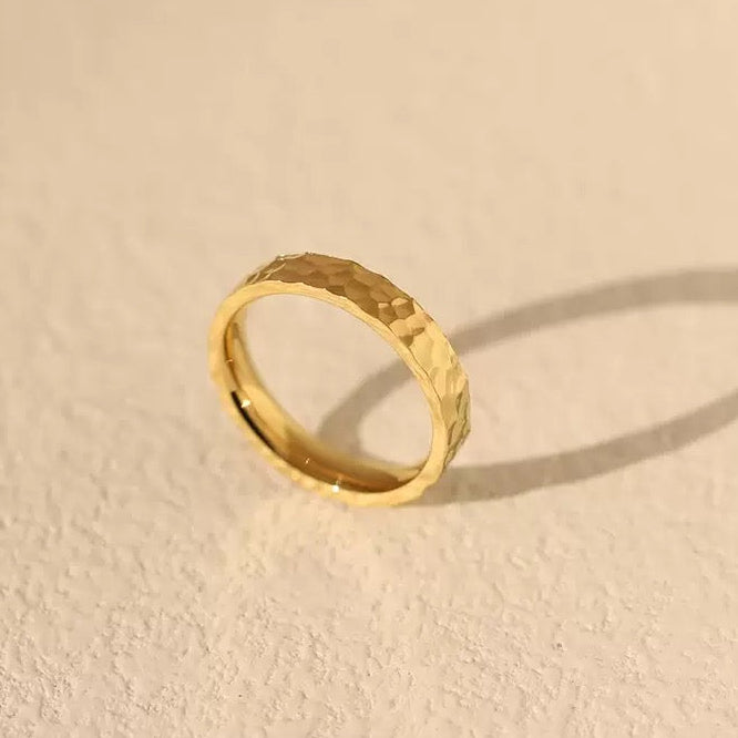 Stainless Steel Hammered Band Ring