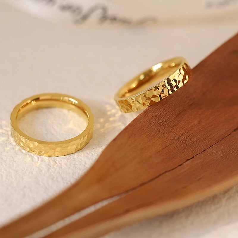 Stainless Steel Hammered Band Ring