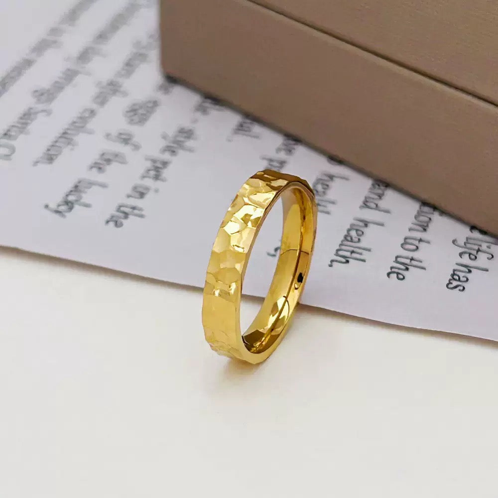 Stainless Steel Hammered Band Ring