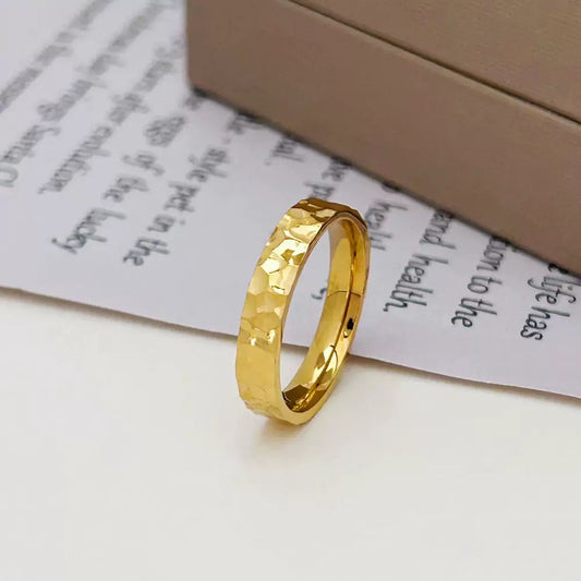 Stainless Steel Hammered Band Ring