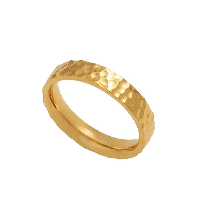 Stainless Steel Hammered Band Ring