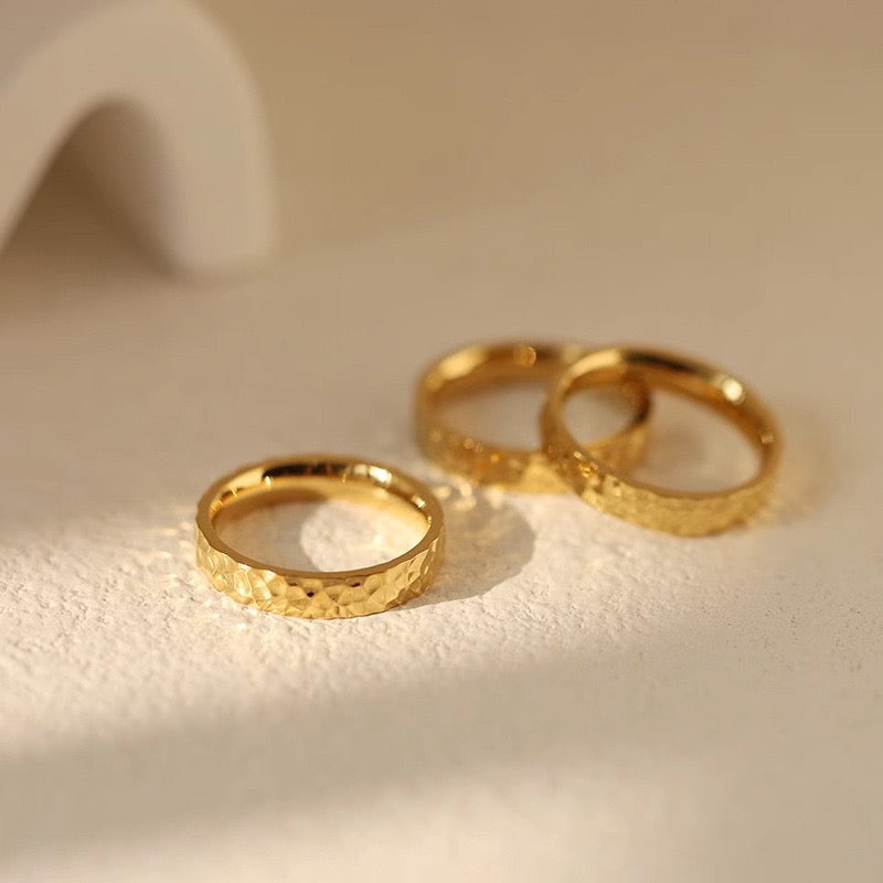 Stainless Steel Hammered Band Ring
