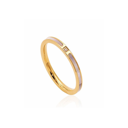 Minimalist Pearl CZ Ring – Titanium Steel