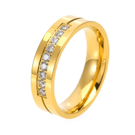 Stainless Steel Channel Set CZ Band Ring