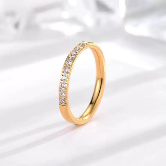 Stainless Steel Half Eternity CZ Ring