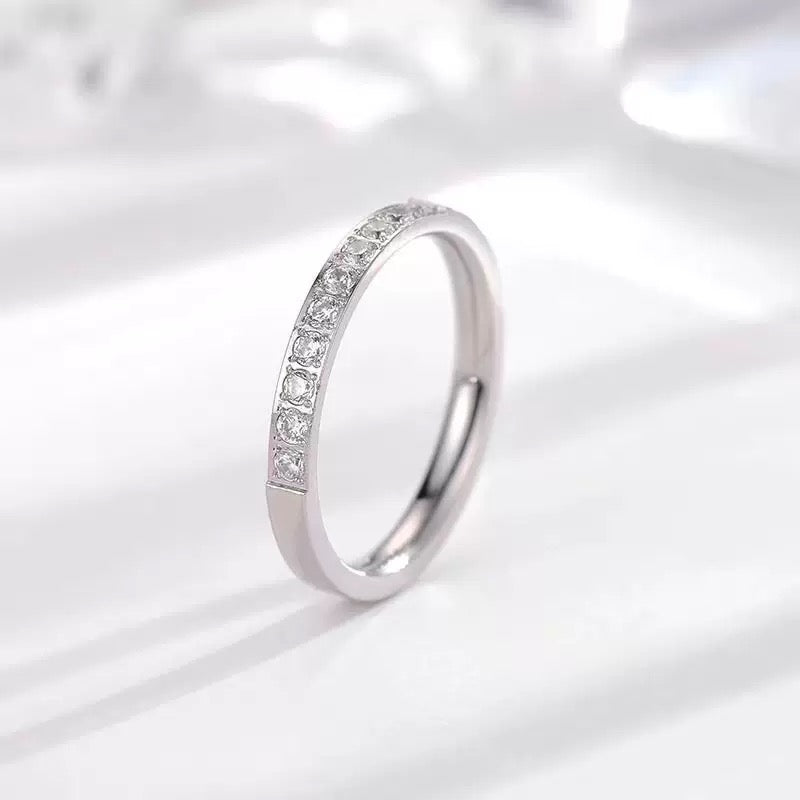 Stainless Steel Half Eternity CZ Ring