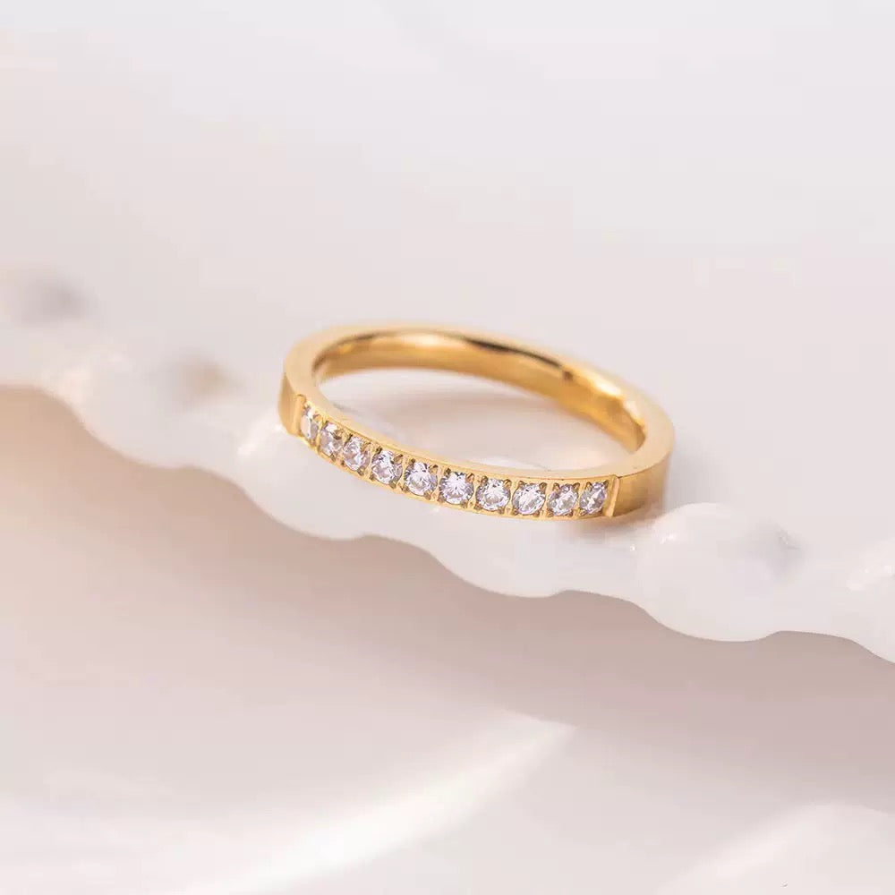 Stainless Steel Half Eternity CZ Ring
