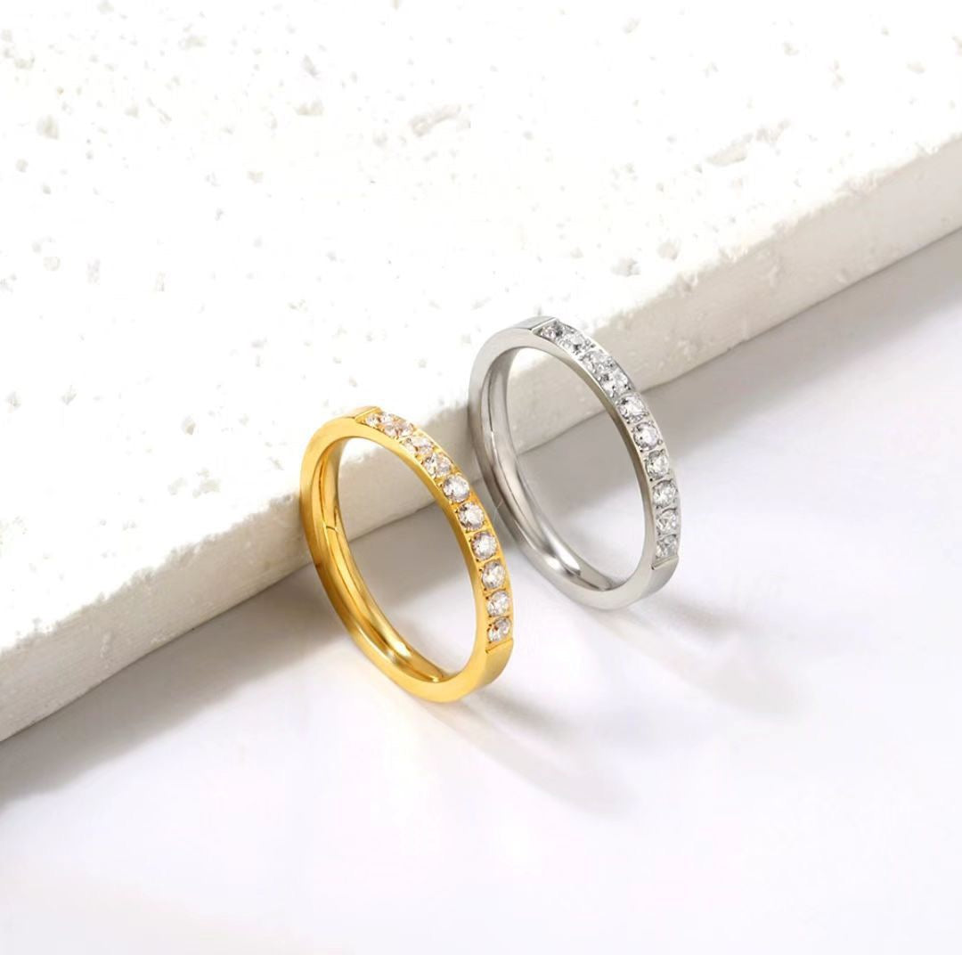 Stainless Steel Half Eternity CZ Ring