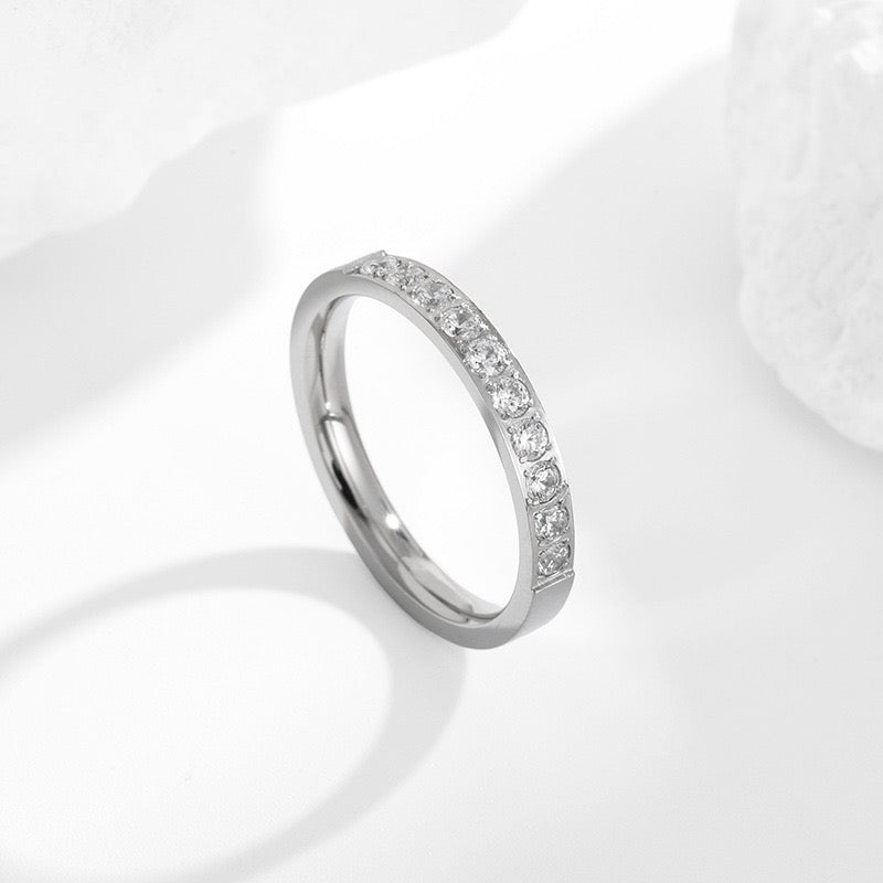 Stainless Steel Half Eternity CZ Ring
