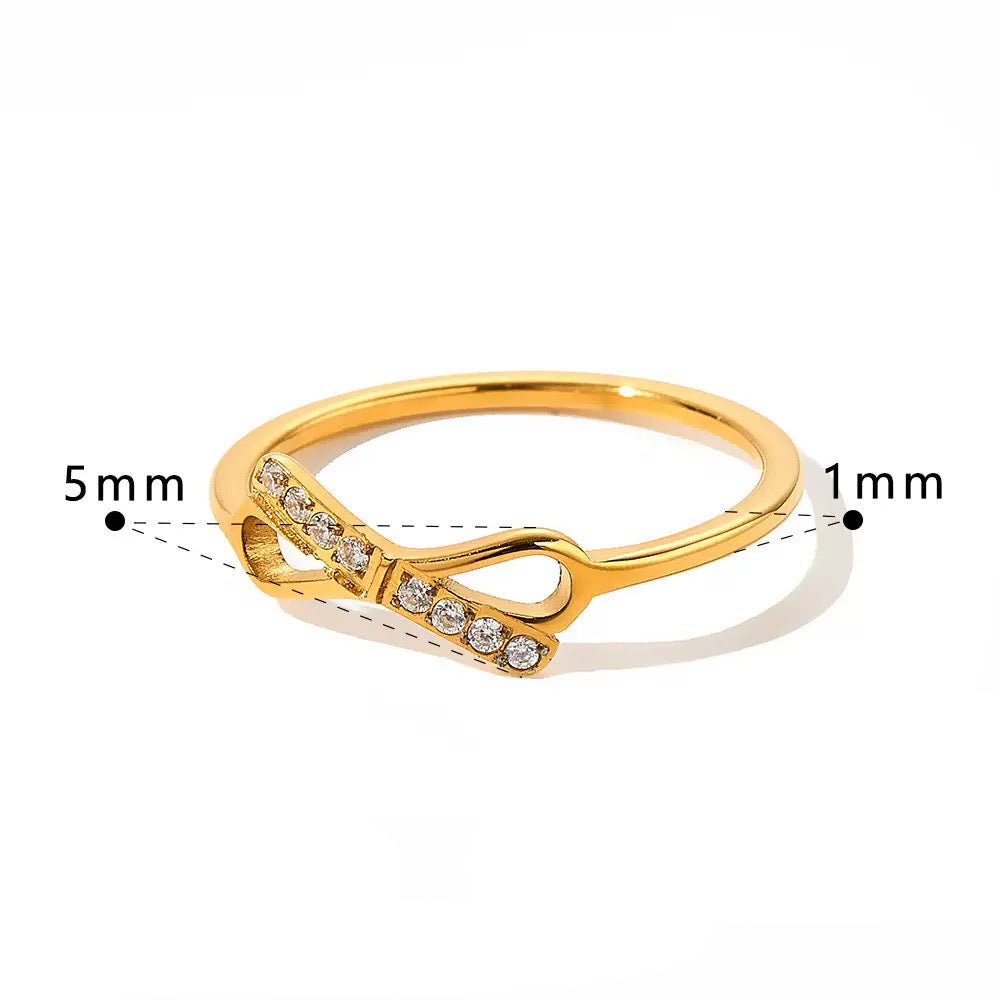 Dainty CZ Bow Ring – Stainless Steel