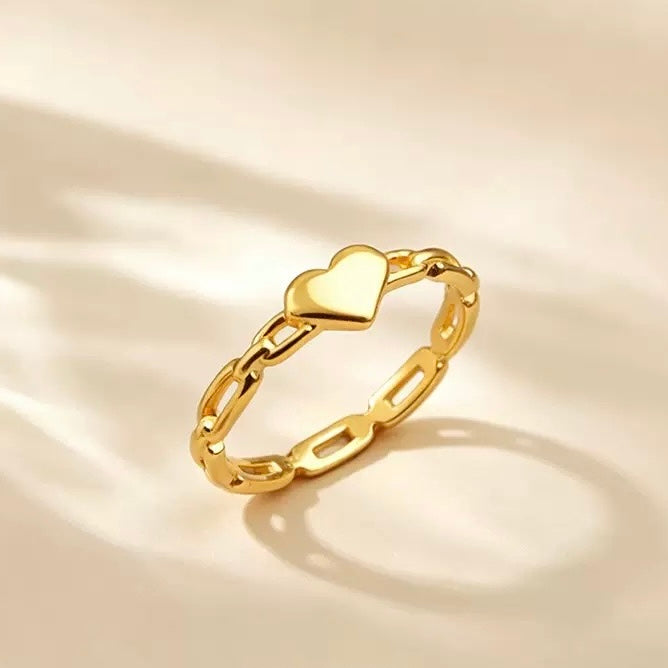 Stainless Steel Heart Chain Ring