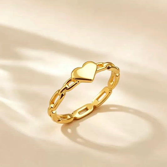 Stainless Steel Heart Chain Ring