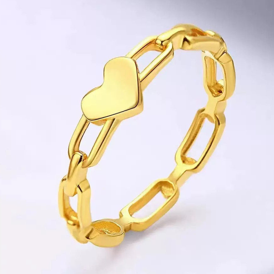 Stainless Steel Heart Chain Ring