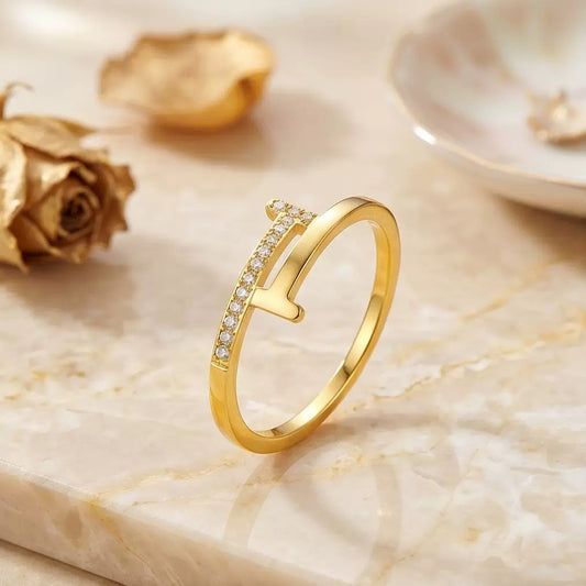 Minimalist CZ Nail Ring for Women – Stainless Steel