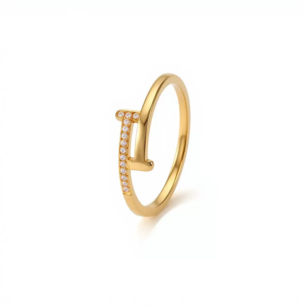 Minimalist CZ Nail Ring for Women – Stainless Steel