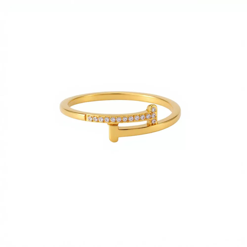 Minimalist CZ Nail Ring for Women – Stainless Steel