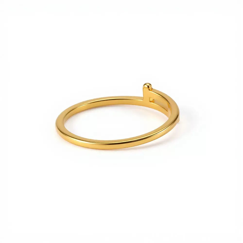 Minimalist CZ Nail Ring for Women – Stainless Steel