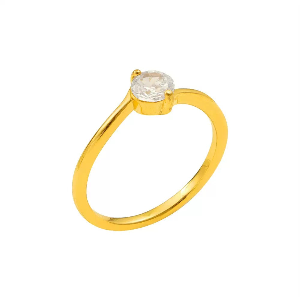 Stainless Steel Solitaire CZ Ring