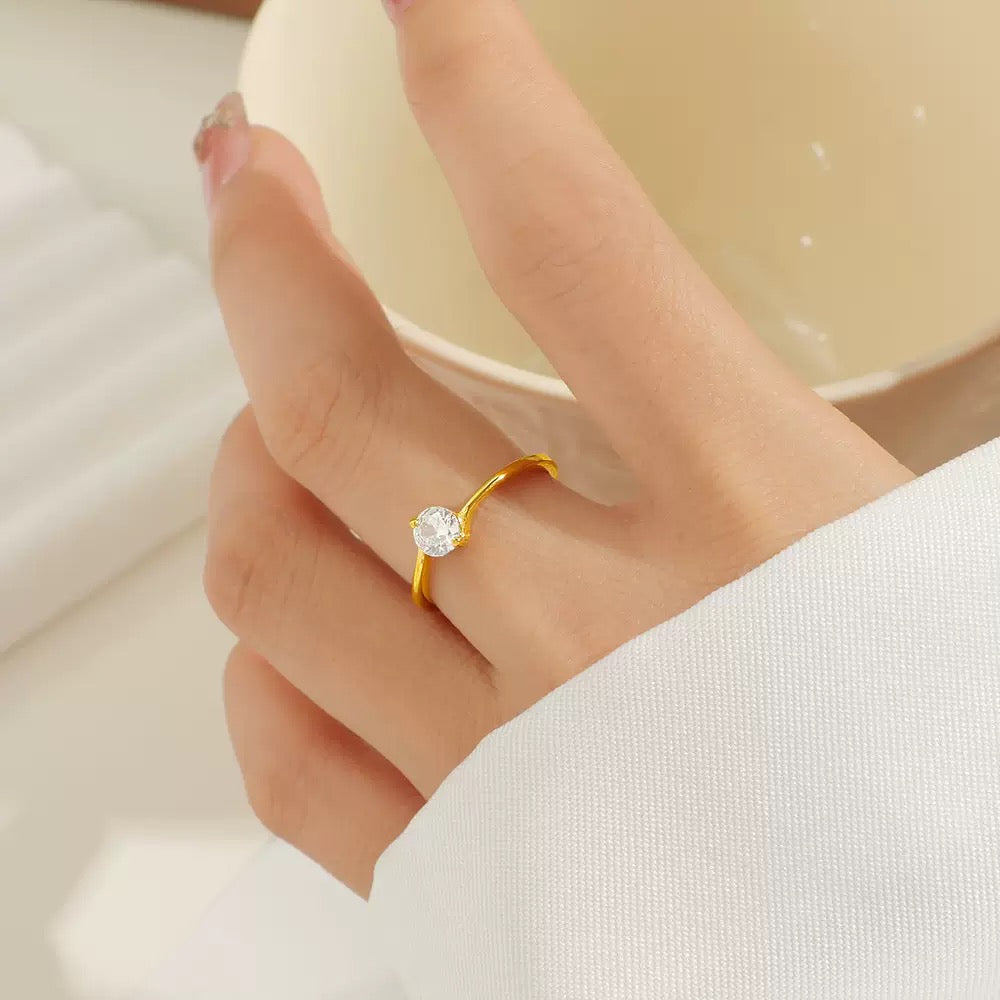 Stainless Steel Solitaire CZ Ring