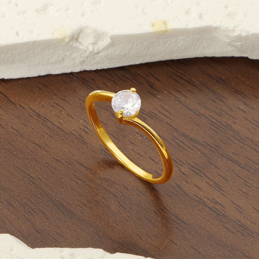 Stainless Steel Solitaire CZ Ring