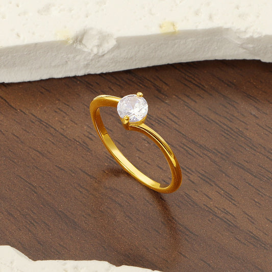 Stainless Steel Solitaire CZ Ring