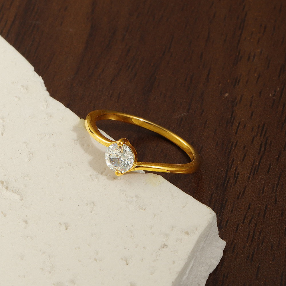 Stainless Steel Solitaire CZ Ring