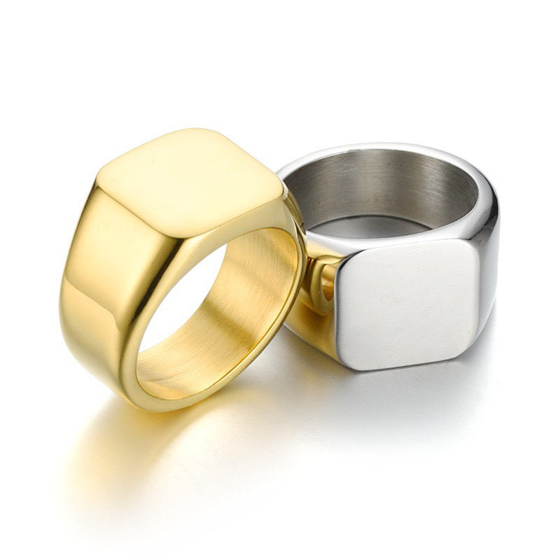 Stainless Steel quare Signet Ring - Silver