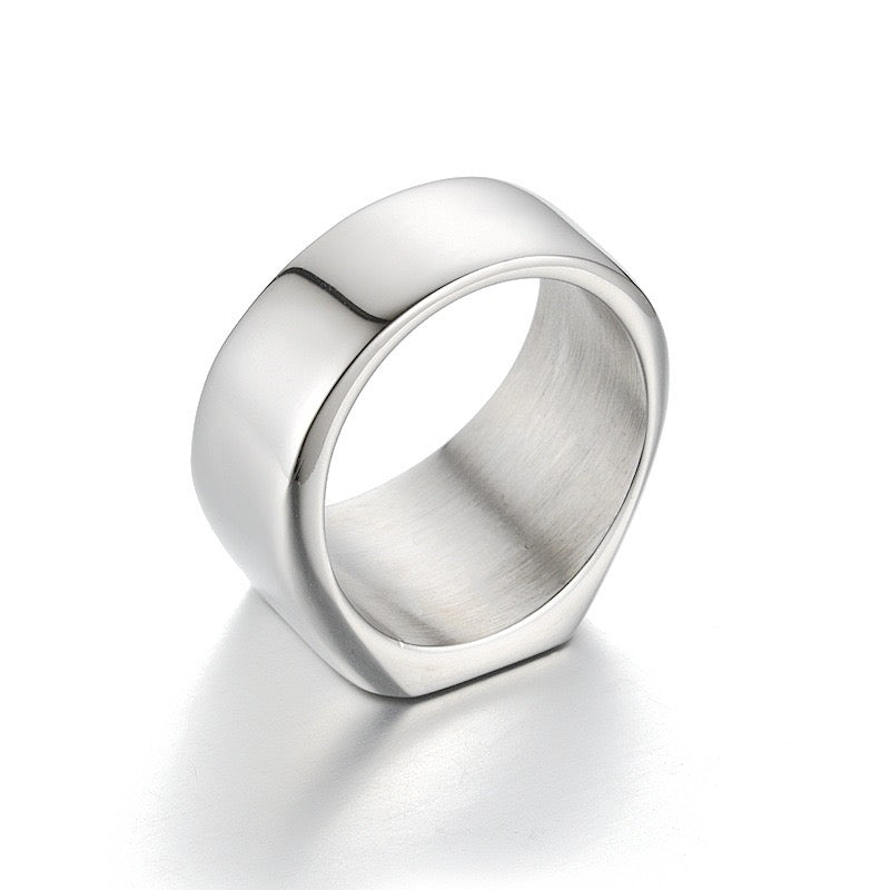 Stainless Steel quare Signet Ring - Silver