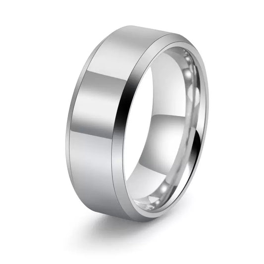 Stainless Steel 8mm Comfort Fit Ring - Silver