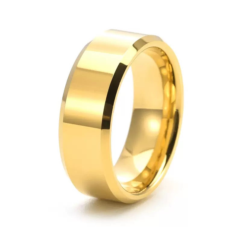 Stainless Steel 8mm Comfort Fit Ring - Gold