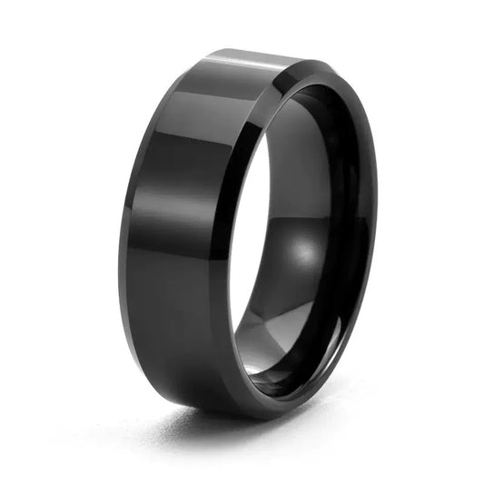 Stainless Steel 8mm Comfort Fit Ring - Black