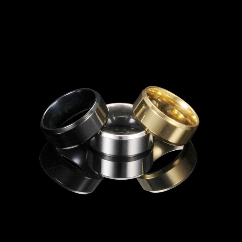 Stainless Steel 8mm Comfort Fit Ring - Black