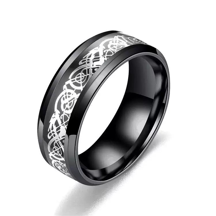 8mm Black Celtic Knot Stainless Steel Ring