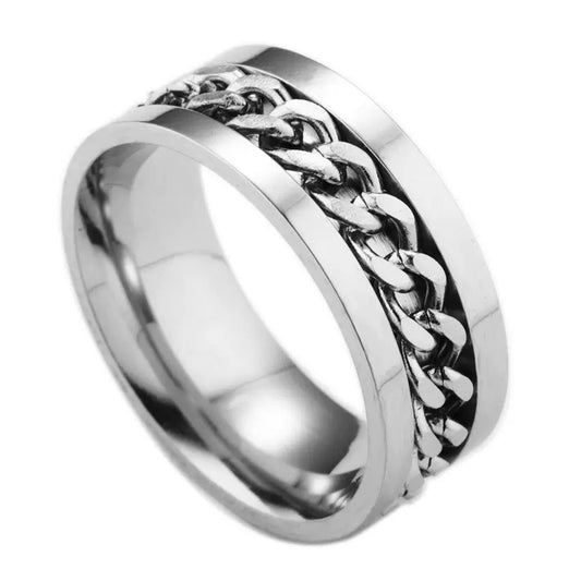 8mm Stainless Steel Spinner Chain Ring - Silver