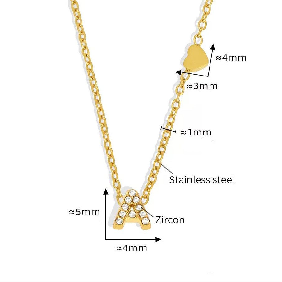 Stainless Steel Initial Letter Necklace