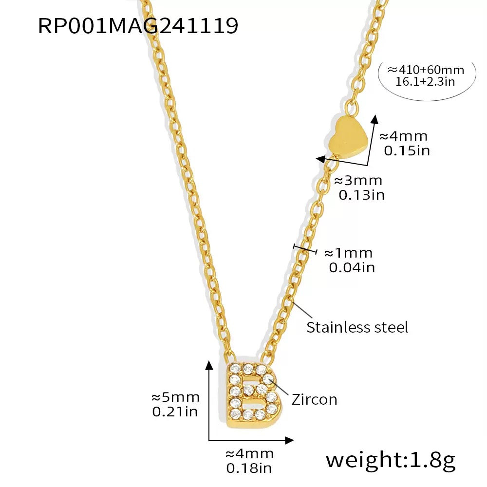 Stainless Steel Initial Letter Necklace