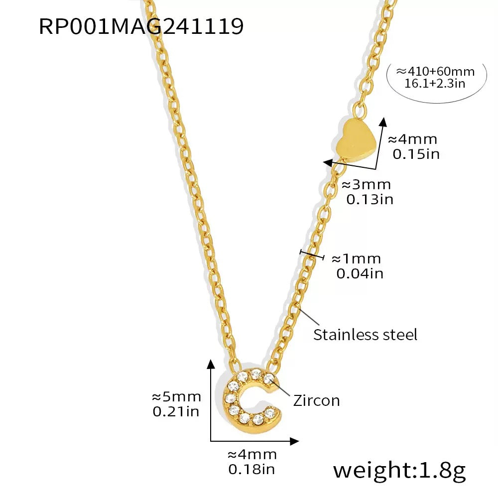 Stainless Steel Initial Letter Necklace