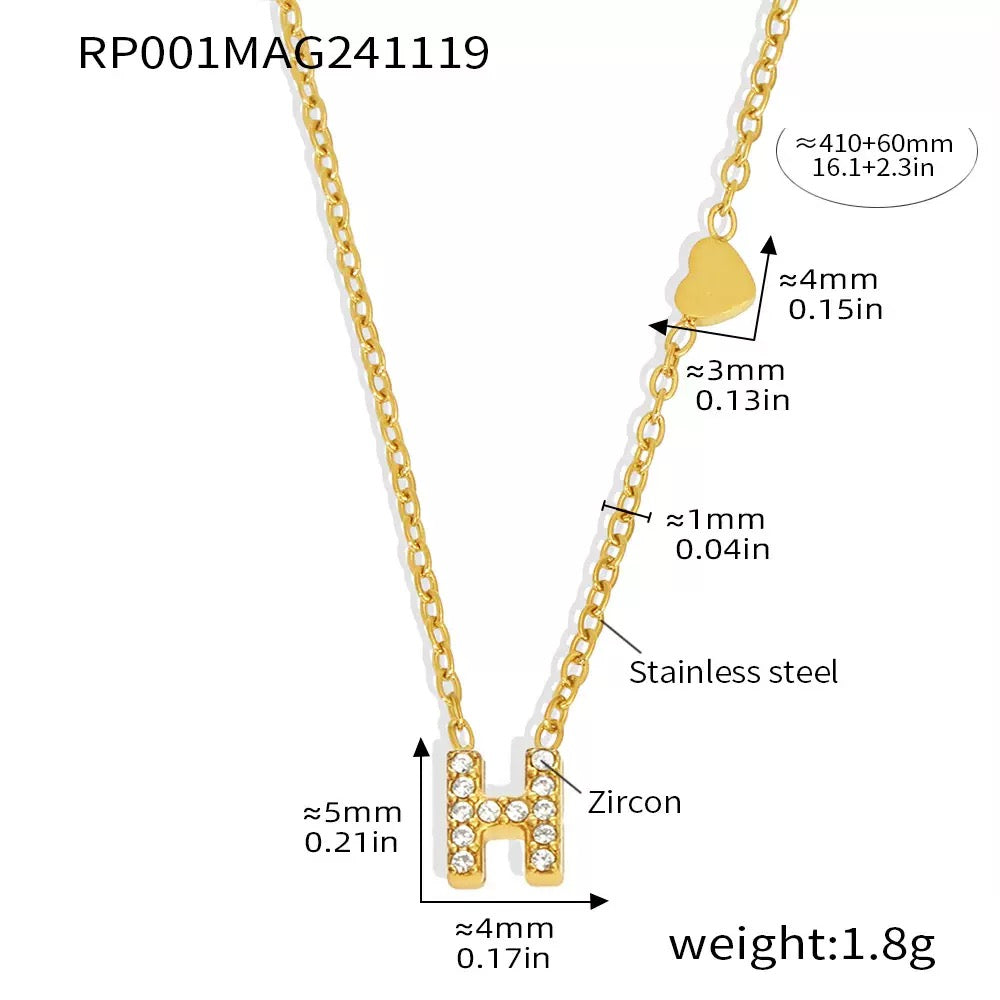 Stainless Steel Initial Letter Necklace