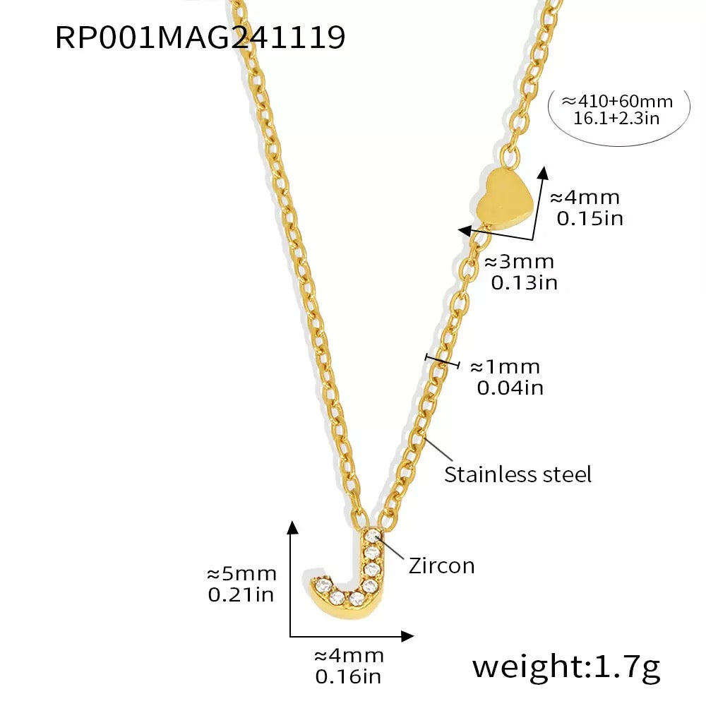 Stainless Steel Initial Letter Necklace