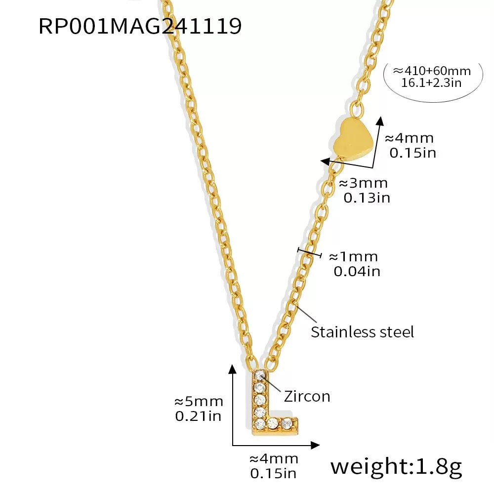 Stainless Steel Initial Letter Necklace