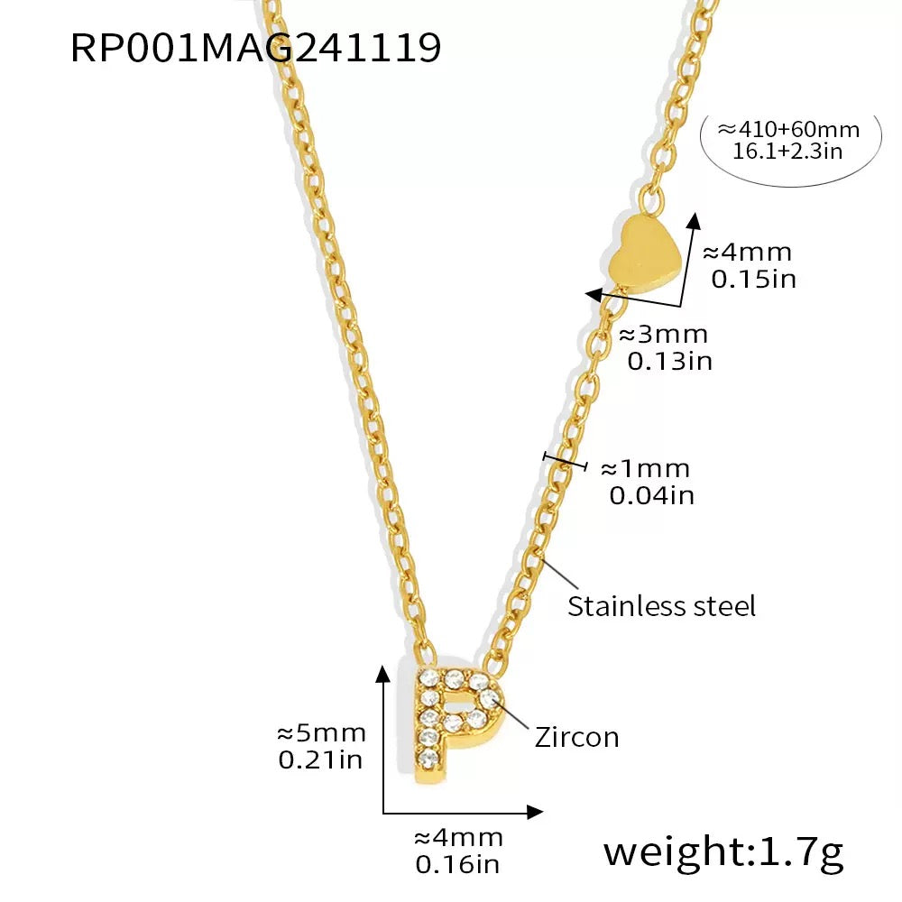 Stainless Steel Initial Letter Necklace