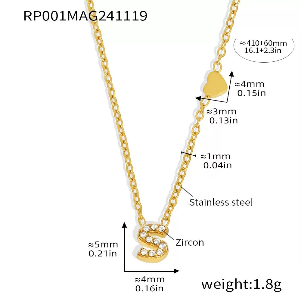 Stainless Steel Initial Letter Necklace