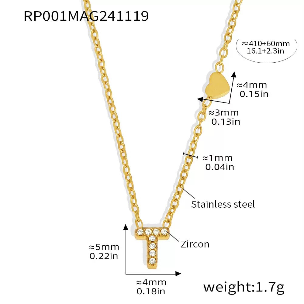 Stainless Steel Initial Letter Necklace