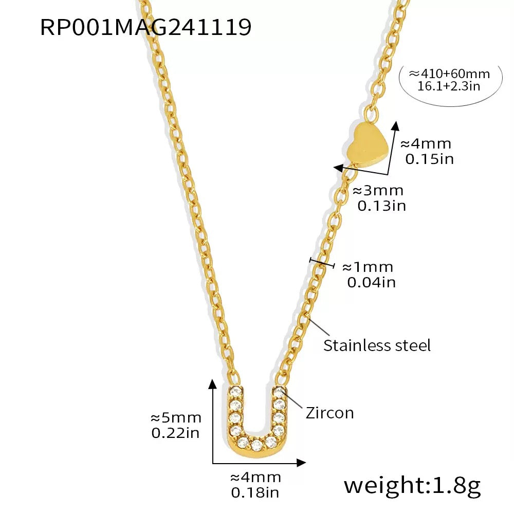 Stainless Steel Initial Letter Necklace