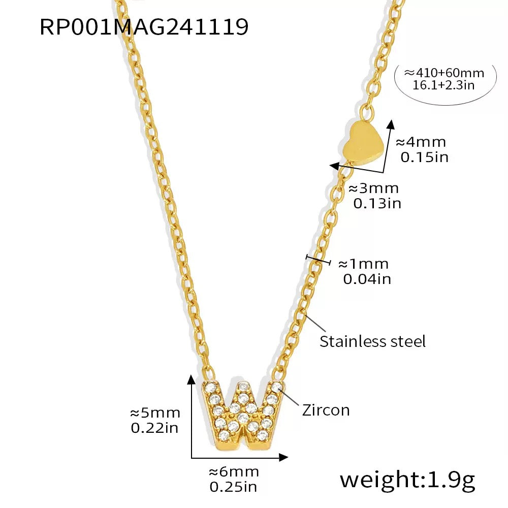 Stainless Steel Initial Letter Necklace